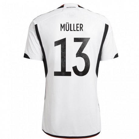 Kandiny Férfi Német Thomas Muller #13 Fehér Fekete Hazai Jersey 22-24 Mez Póló Ing