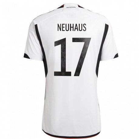 Kandiny Férfi Német Florian Neuhaus #17 Fehér Fekete Hazai Jersey 22-24 Mez Póló Ing