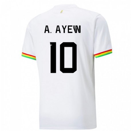Kandiny Férfi Ghánai Andre Ayew #10 Fehér Hazai Jersey 22-24 Mez Póló Ing
