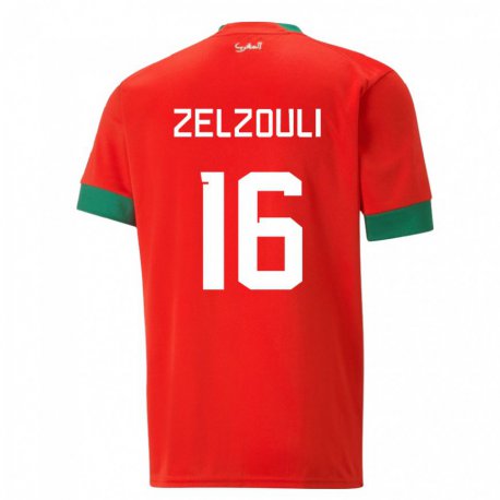 Kandiny Férfi Marokkói Abdessamad Zelzouli #16 Piros Hazai Jersey 22-24 Mez Póló Ing