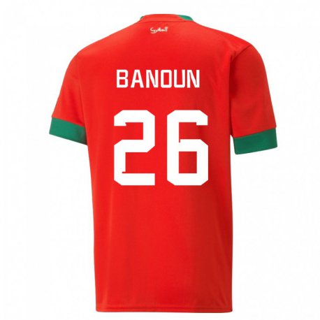 Kandiny Férfi Marokkói Badr Banoun #26 Piros Hazai Jersey 22-24 Mez Póló Ing