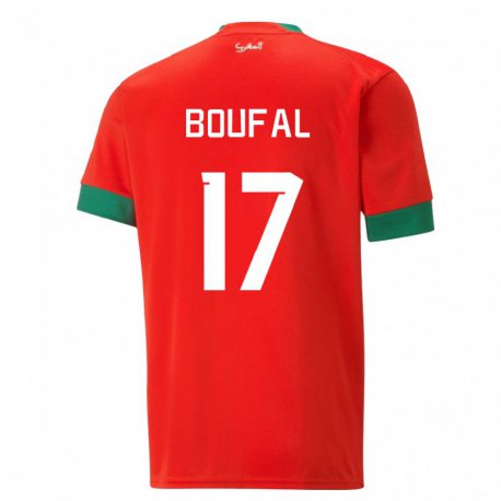 Kandiny Férfi Marokkói Sofiane Boufal #17 Piros Hazai Jersey 22-24 Mez Póló Ing