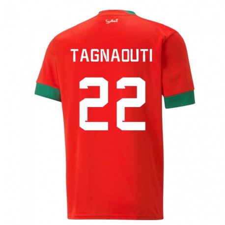 Kandiny Férfi Marokkói Ahmed Reda Tagnaouti #22 Piros Hazai Jersey 22-24 Mez Póló Ing
