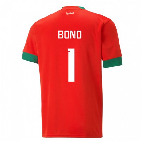 Kandiny Férfi Marokkói Bono #1 Piros Hazai Jersey 22-24 Mez Póló Ing
