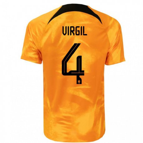 Kandiny Férfi Holland Virgil Van Dijk #4 Lézer Narancs Hazai Jersey 22-24 Mez Póló Ing