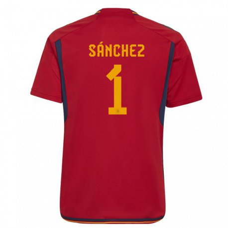Kandiny Férfi Spanyol Robert Sanchez #1 Piros Hazai Jersey 22-24 Mez Póló Ing