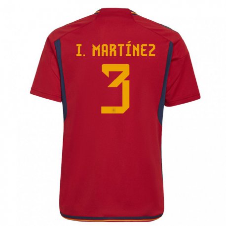Kandiny Férfi Spanyol Inigo Martinez #3 Piros Hazai Jersey 22-24 Mez Póló Ing