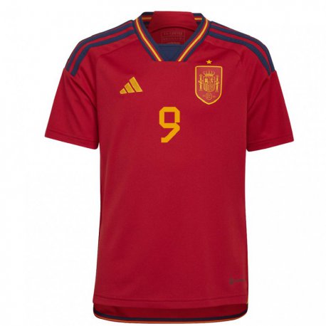 Kandiny Férfi Spanyol Gavi #9 Piros Hazai Jersey 22-24 Mez Póló Ing