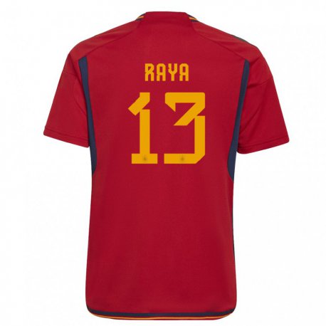 Kandiny Férfi Spanyol David Raya #13 Piros Hazai Jersey 22-24 Mez Póló Ing