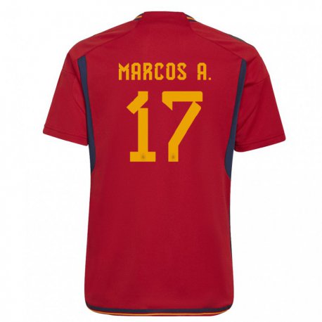 Kandiny Férfi Spanyol Marcos Alonso #17 Piros Hazai Jersey 22-24 Mez Póló Ing