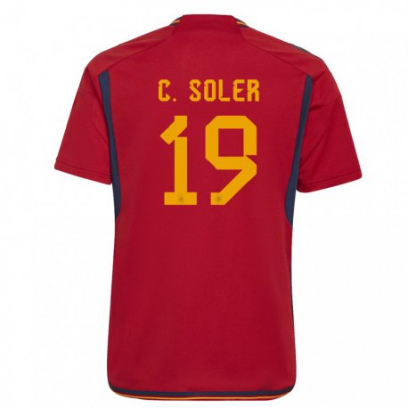 Kandiny Férfi Spanyol Carlos Soler #19 Piros Hazai Jersey 22-24 Mez Póló Ing