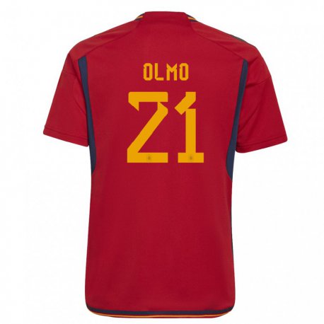 Kandiny Férfi Spanyol Dani Olmo #21 Piros Hazai Jersey 22-24 Mez Póló Ing