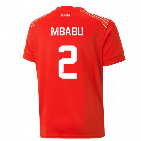 Kandiny Férfi Svájci Kevin Mbabu #2 Piros Hazai Jersey 22-24 Mez Póló Ing