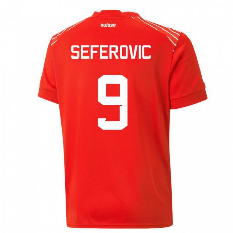 Kandiny Férfi Svájci Haris Seferovic #9 Piros Hazai Jersey 22-24 Mez Póló Ing
