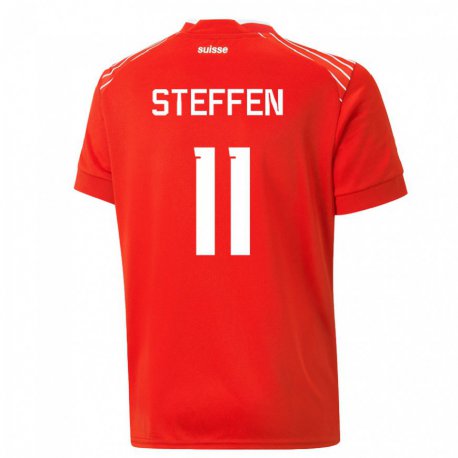 Kandiny Férfi Svájci Renato Steffen #11 Piros Hazai Jersey 22-24 Mez Póló Ing