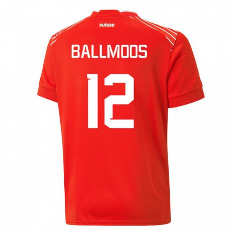 Kandiny Férfi Svájci David Von Ballmoos #12 Piros Hazai Jersey 22-24 Mez Póló Ing