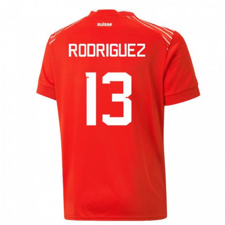 Kandiny Férfi Svájci Ricardo Rodriguez #13 Piros Hazai Jersey 22-24 Mez Póló Ing