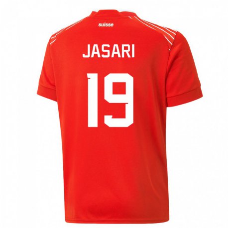 Kandiny Férfi Svájci Ardon Jasari #19 Piros Hazai Jersey 22-24 Mez Póló Ing
