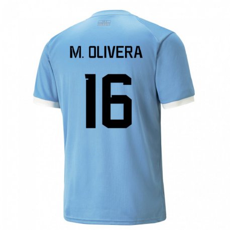 Kandiny Férfi Uruguayi Mathias Olivera #16 Kék Hazai Jersey 22-24 Mez Póló Ing