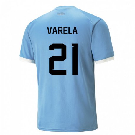 Kandiny Férfi Uruguayi Gullermo Varela #21 Kék Hazai Jersey 22-24 Mez Póló Ing