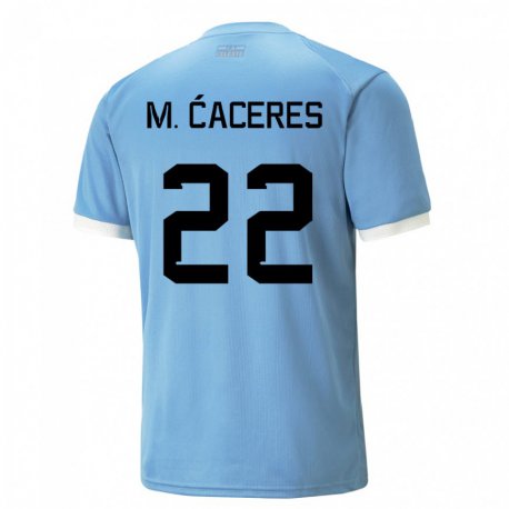 Kandiny Férfi Uruguayi Martin Caceres #22 Kék Hazai Jersey 22-24 Mez Póló Ing