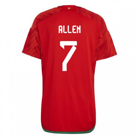 Kandiny Férfi Walesi Joe Allen #7 Piros Hazai Jersey 22-24 Mez Póló Ing