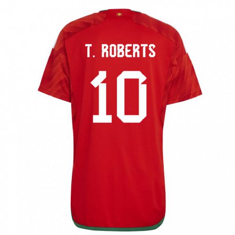 Kandiny Férfi Walesi Tyler Roberts #10 Piros Hazai Jersey 22-24 Mez Póló Ing