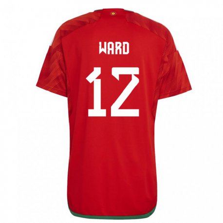 Kandiny Férfi Walesi Danny Ward #12 Piros Hazai Jersey 22-24 Mez Póló Ing
