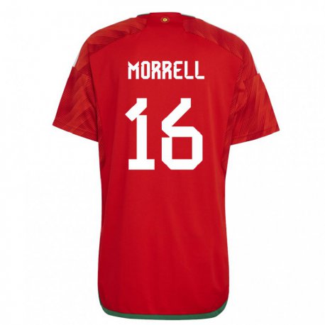 Kandiny Férfi Walesi Joe Morrell #16 Piros Hazai Jersey 22-24 Mez Póló Ing