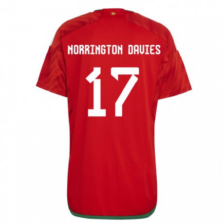 Kandiny Férfi Walesi Rhys Norrington Davies #17 Piros Hazai Jersey 22-24 Mez Póló Ing