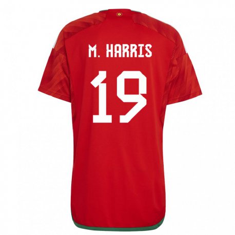 Kandiny Férfi Walesi Mark Harris #19 Piros Hazai Jersey 22-24 Mez Póló Ing