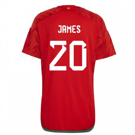 Kandiny Férfi Walesi Daniel James #20 Piros Hazai Jersey 22-24 Mez Póló Ing