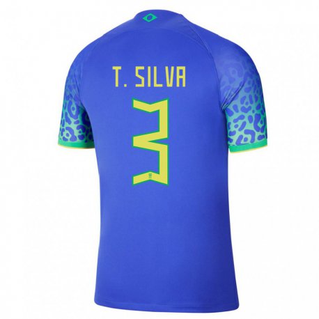 Kandiny Férfi Brazil Thiago Silva #3 Kék Idegenbeli Jersey 22-24 Mez Póló Ing
