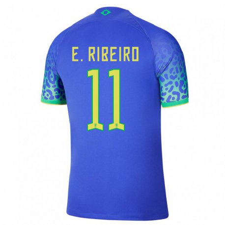 Kandiny Férfi Brazil Everton Ribeiro #11 Kék Idegenbeli Jersey 22-24 Mez Póló Ing