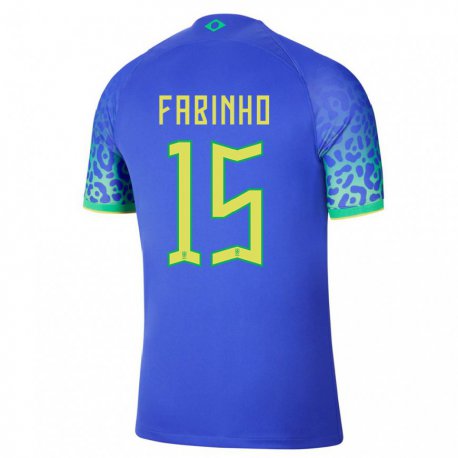 Kandiny Férfi Brazil Fabinho #15 Kék Idegenbeli Jersey 22-24 Mez Póló Ing