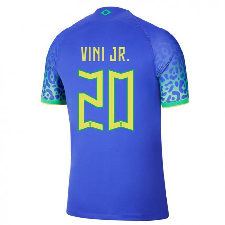 Kandiny Férfi Brazil Vinicius Junior #20 Kék Idegenbeli Jersey 22-24 Mez Póló Ing