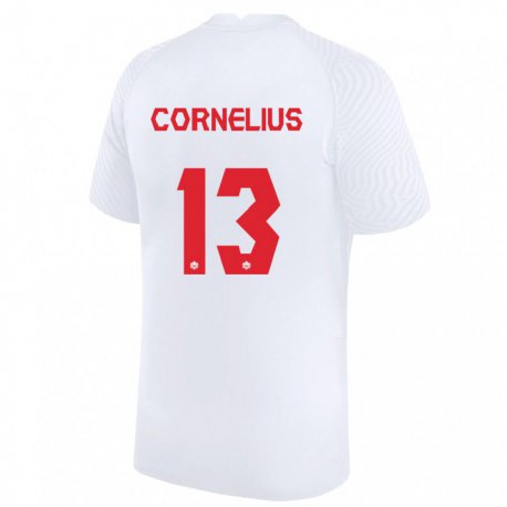 Kandiny Férfi Kanadai Derek Cornelius #13 Fehér Idegenbeli Jersey 22-24 Mez Póló Ing