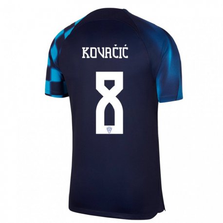 Kandiny Férfi Horvát Mateo Kovacic #8 Sötétkék Idegenbeli Jersey 22-24 Mez Póló Ing