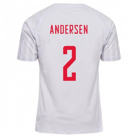 Kandiny Férfi Dán Joachim Andersen #2 Fehér Idegenbeli Jersey 22-24 Mez Póló Ing