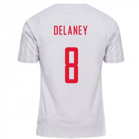 Kandiny Férfi Dán Thomas Delaney #8 Fehér Idegenbeli Jersey 22-24 Mez Póló Ing