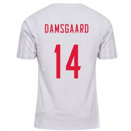 Kandiny Férfi Dán Mikkel Damsgaard #14 Fehér Idegenbeli Jersey 22-24 Mez Póló Ing