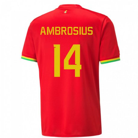 Kandiny Férfi Ghánai Stephan Ambrosius #14 Piros Idegenbeli Jersey 22-24 Mez Póló Ing