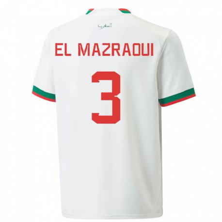 Kandiny Férfi Marokkói Noussair El Mazraoui #3 Fehér Idegenbeli Jersey 22-24 Mez Póló Ing