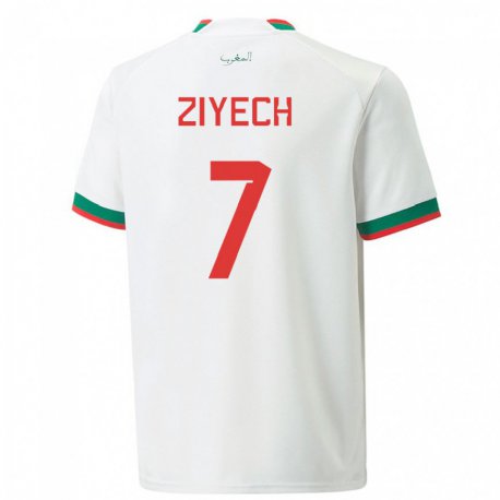 Kandiny Férfi Marokkói Hakim Ziyech #7 Fehér Idegenbeli Jersey 22-24 Mez Póló Ing
