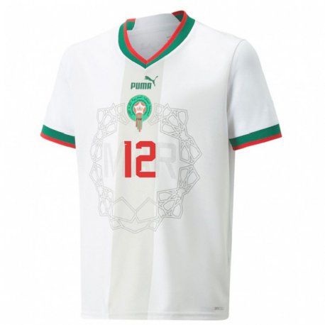 Kandiny Férfi Marokkói Munir Kajoui #12 Fehér Idegenbeli Jersey 22-24 Mez Póló Ing