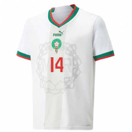 Kandiny Férfi Marokkói Zakaria Aboukhlal #14 Fehér Idegenbeli Jersey 22-24 Mez Póló Ing