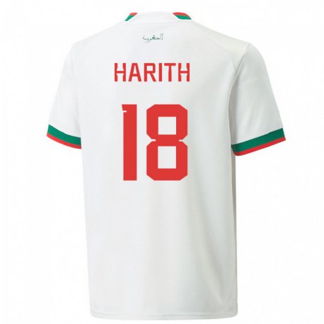 Kandiny Férfi Marokkói Amine Harith #18 Fehér Idegenbeli Jersey 22-24 Mez Póló Ing