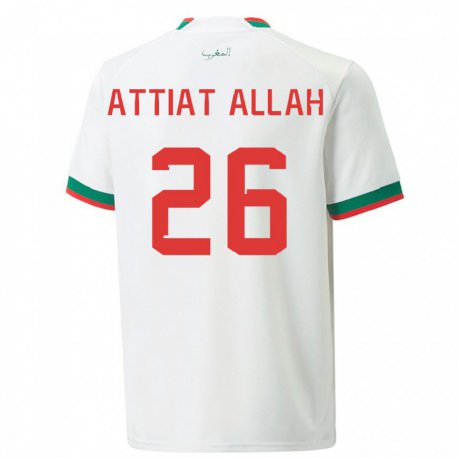 Kandiny Férfi Marokkói Yahia Attiat-allah #26 Fehér Idegenbeli Jersey 22-24 Mez Póló Ing
