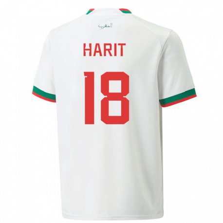 Kandiny Férfi Marokkói Amine Harit #18 Fehér Idegenbeli Jersey 22-24 Mez Póló Ing