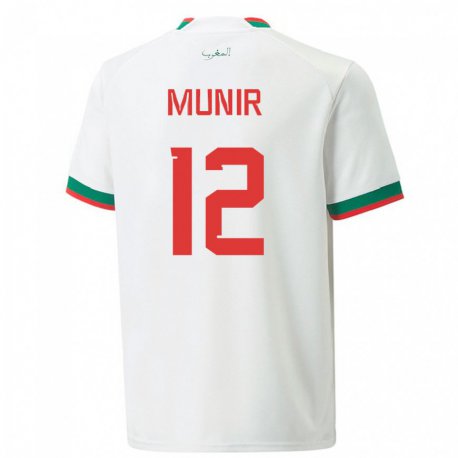 Kandiny Férfi Marokkói Munir #12 Fehér Idegenbeli Jersey 22-24 Mez Póló Ing